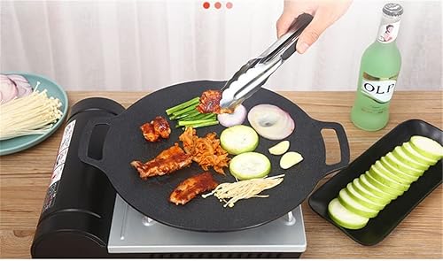 Miniatura 3 de GENIGW - Sartén de hierro fundido de pared gruesa parrilla plana sin revestimiento antiadherente olla de inducción con llama color D tamaño 130in