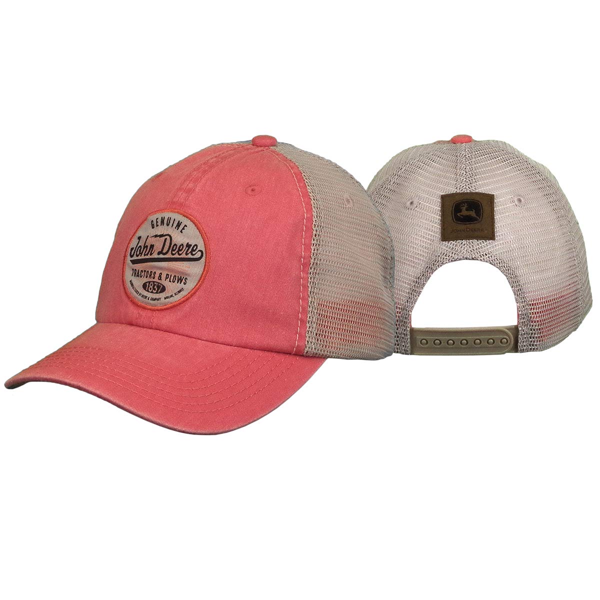John Deere Women's Ivory And Coral Tractors Ivory Patch Cap,