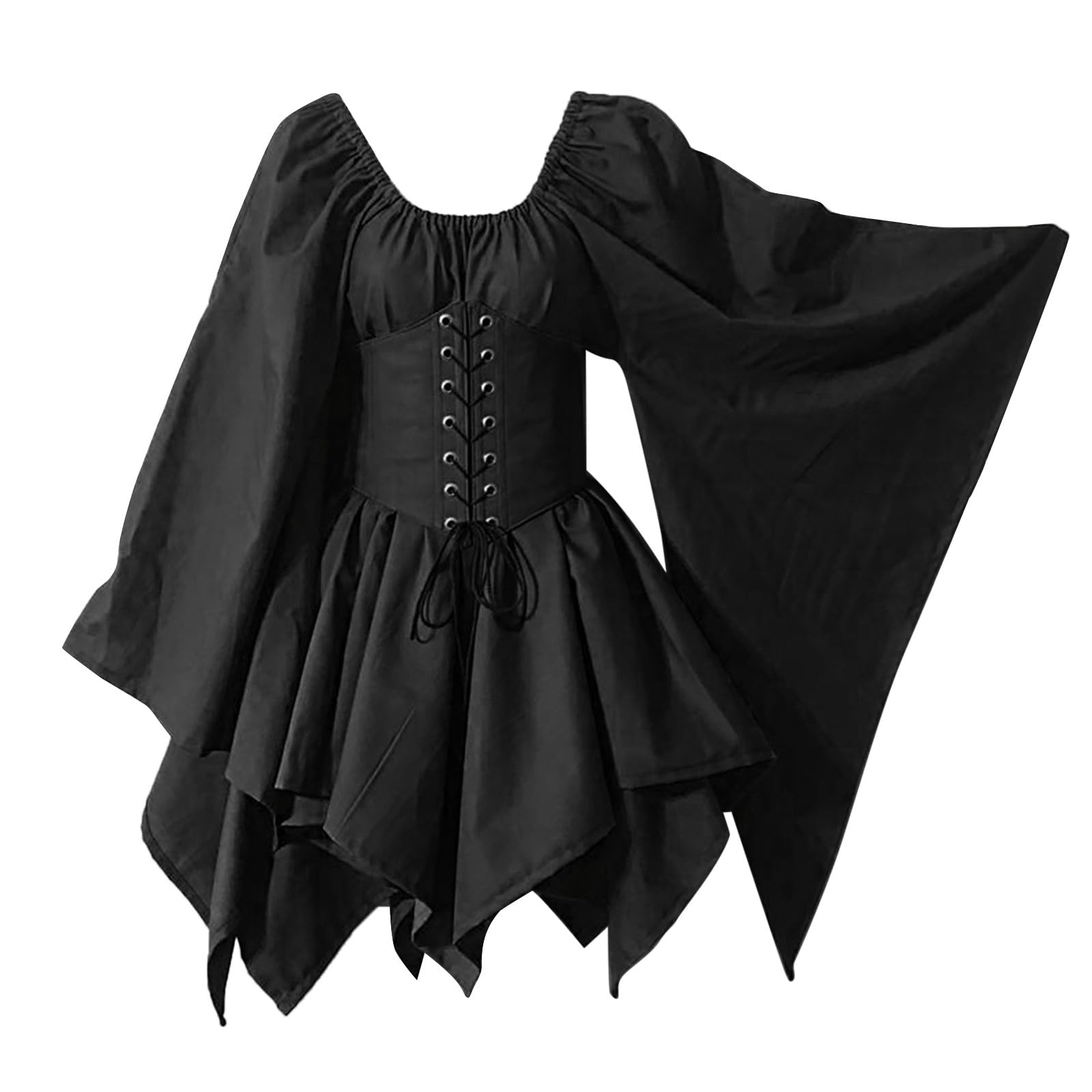Robe traditionnelle médiévale noire de style gothique rétro avec corset de qualité - 4