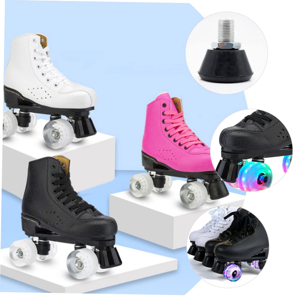 DECHOUS 1 Pair Black Roller Skate Toe Stops Adjustable Toe Guards Stainless Steel for Wheel Skates Accessories