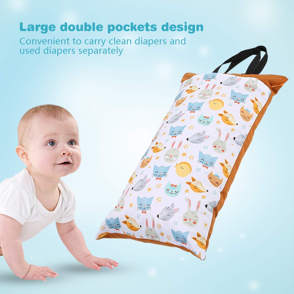 Zerodis La Bolsa de pañales,la Bolsa de pañales Lavable Reutilizable Seca mojada Impermeable del bebé, Bolsa de Pañales Reutilizable Bolsa con Cremallera Impermeable para mamá(EF160)