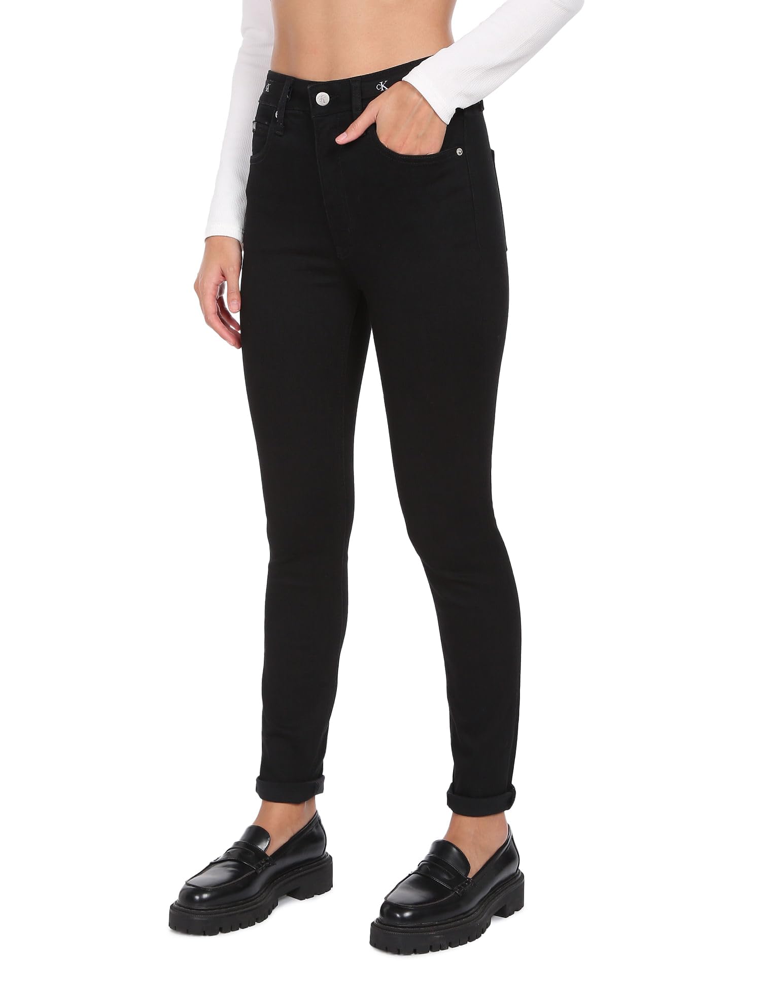 Calvin Klein Jeans High Rise Skinny J20J219522 Pantaloni, Denim (Denim Rinse), 30W / 30L Donna