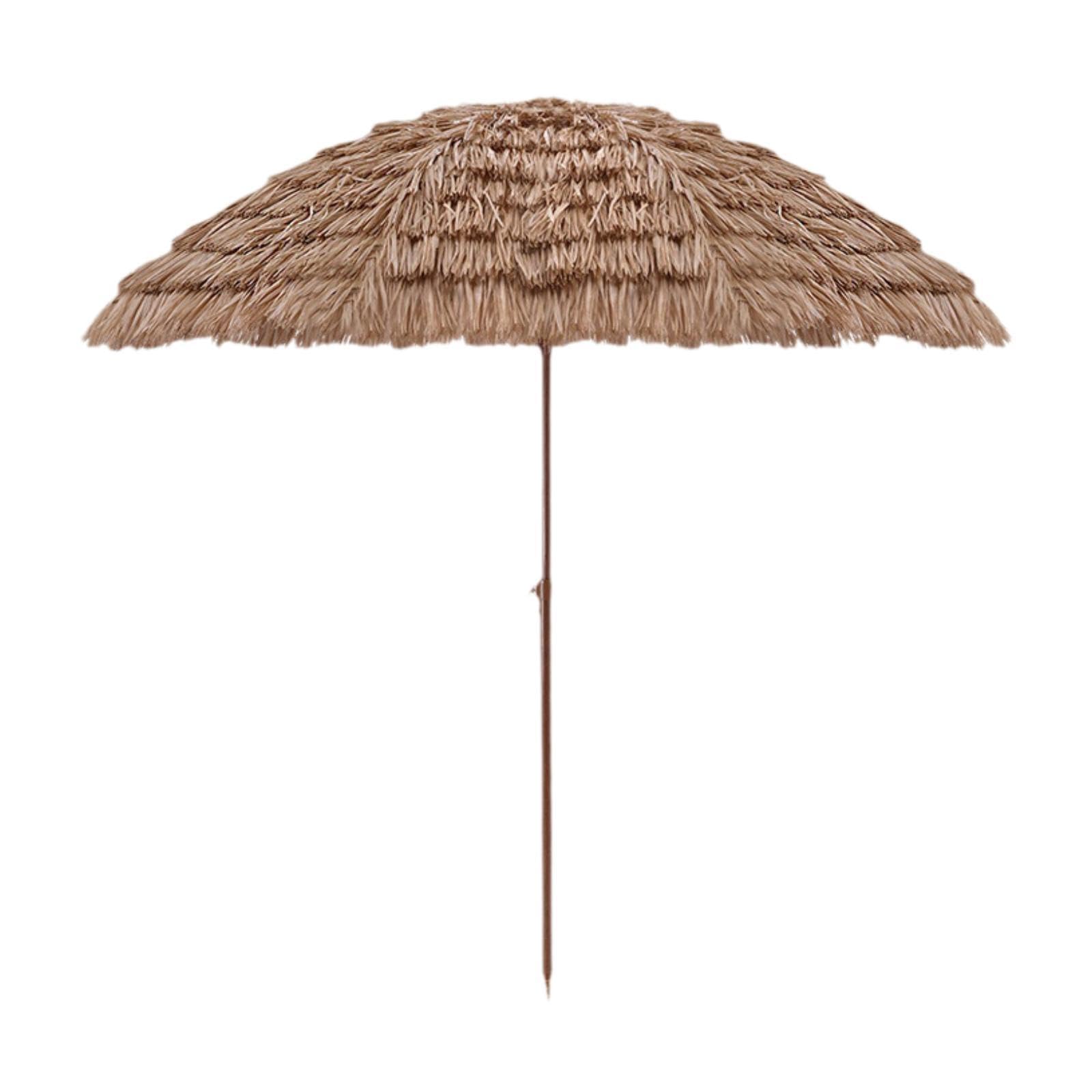 Parasol extérieur jardin canopée thatched résistant avec bouton réglage