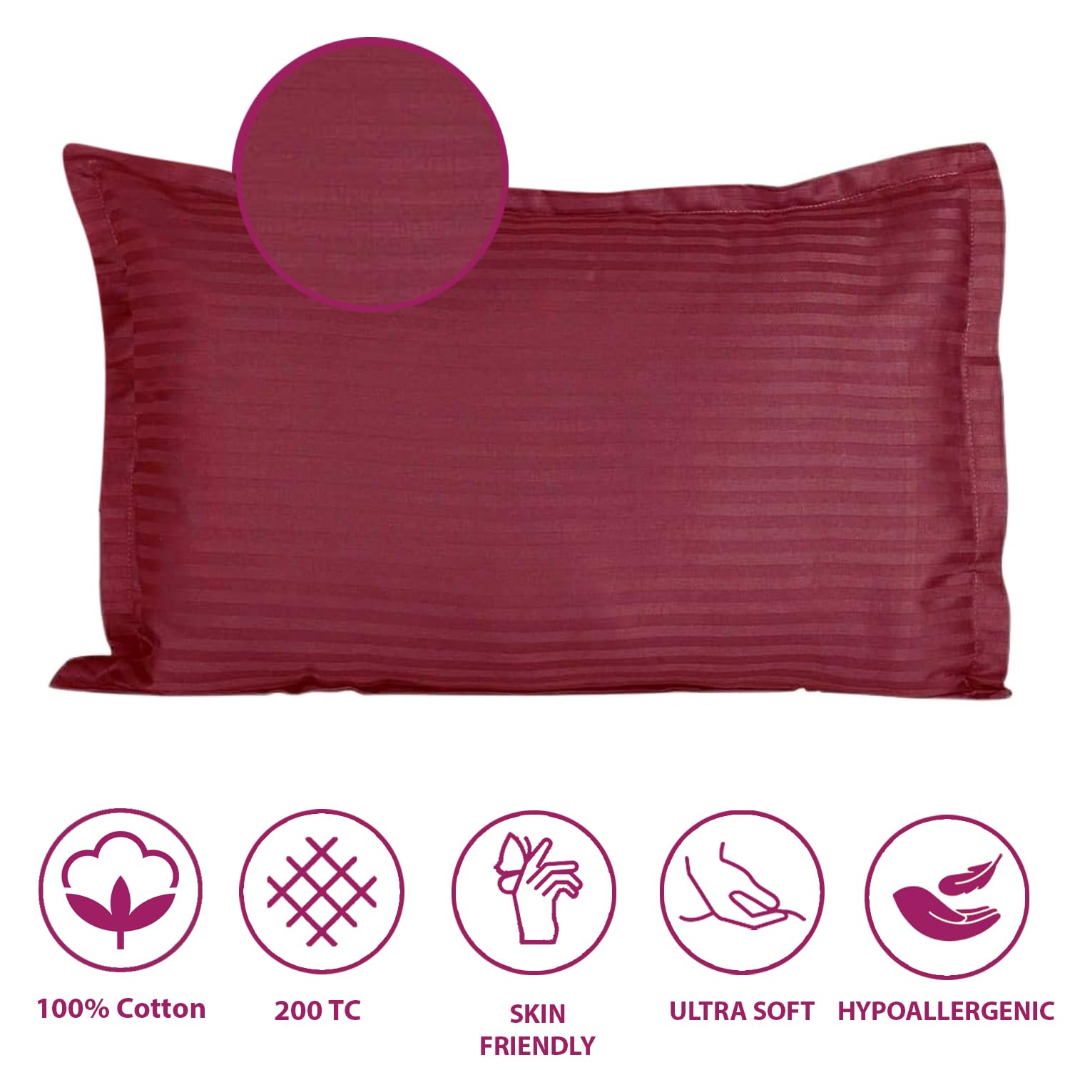 Satin Stripe Pillow Covers - 20x30 Inch Cotton -2