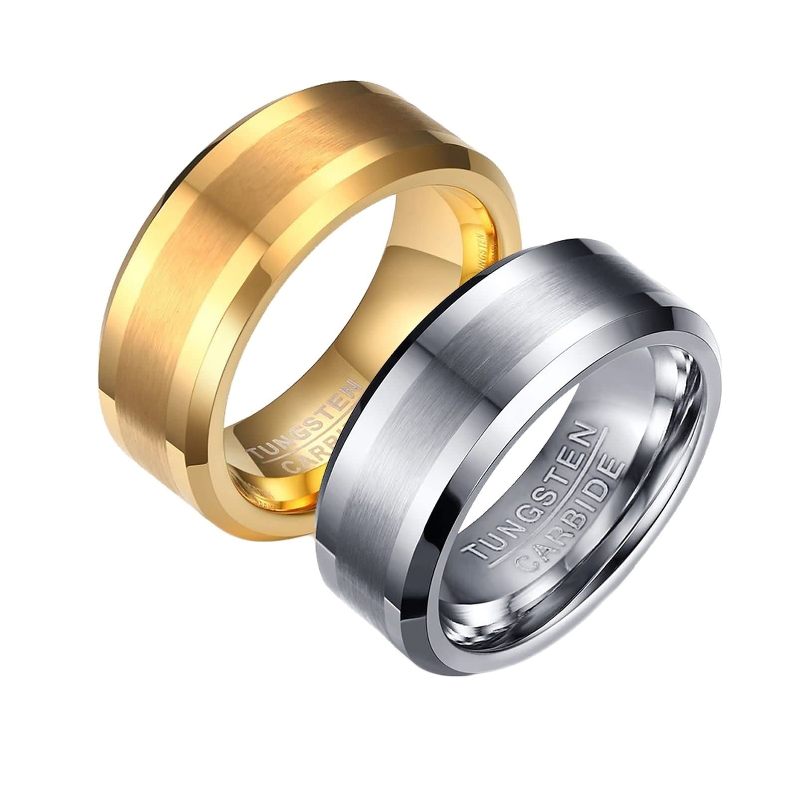 Anelli Personalizzati con Nome,Anello Carbide Tungsteno Argento Oro Anello Rotondo Anello Coppia Matrimonio