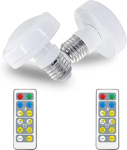 MILDWARM Paquete de 2 bombillas LED que funcionan con pilas bombilla AAA con control remoto temporizador inalámbrico regulable con tornillo E26 para