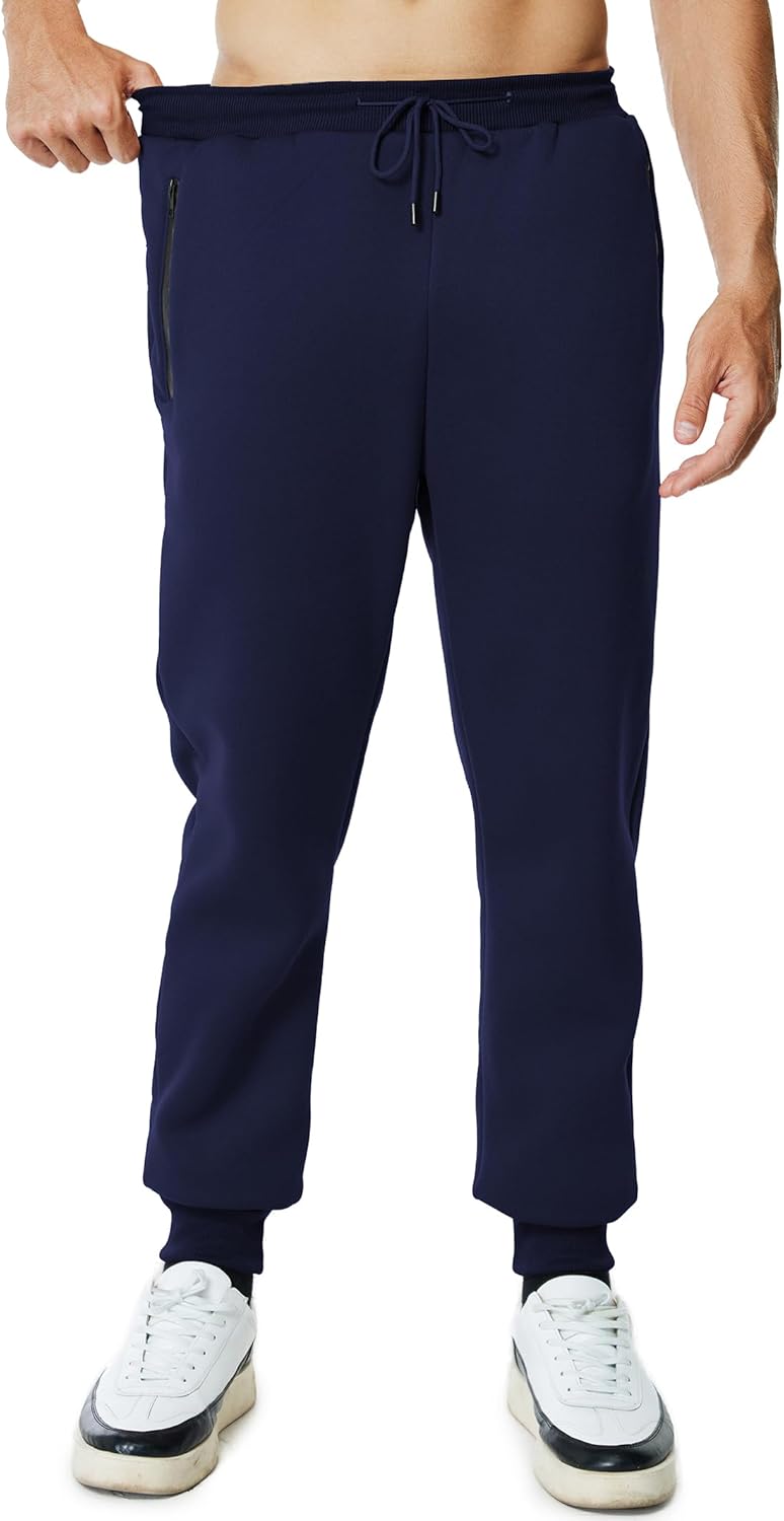 Mens Sweatpants with Zipper Pockets Workout Fleece Athletic Pants Casual Drawstring Jogger Pants - Image 3