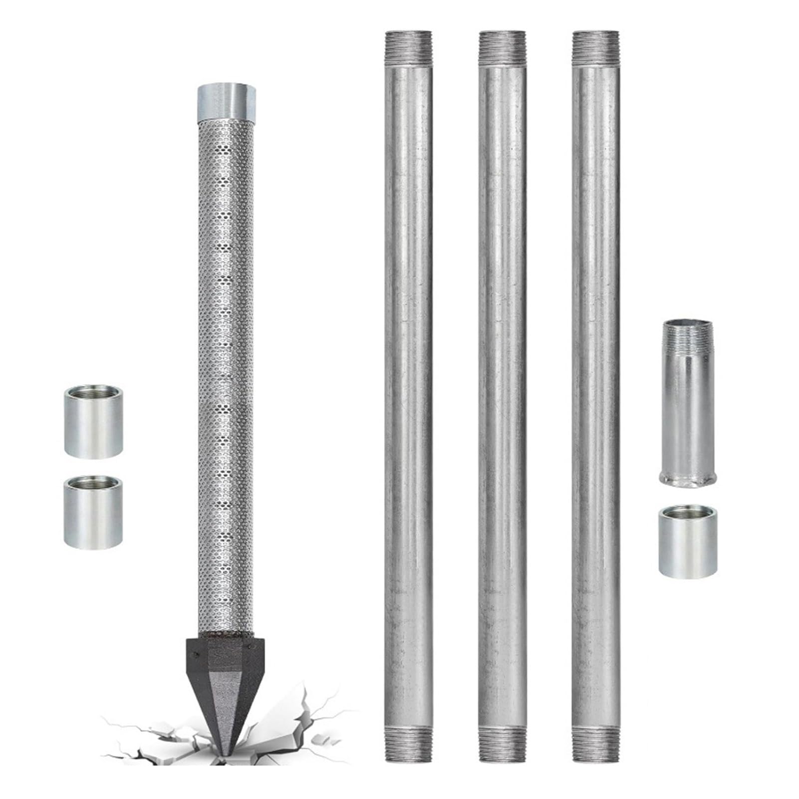 Zestaw do Wiercenia Studni/Grot Studzienny Stal Ocynkowana/Filtr Wbijany do Studni/36 Cali Bariera Mechaniczna/Przyłącze 1.25 Cala NPT do Budowy Studni DIY(4m)