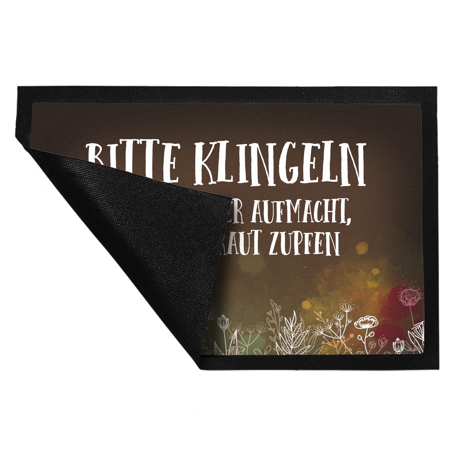 trendaffe - Bitte klingeln - Unkraut Fußmatte XXL mit Blumen Motiv