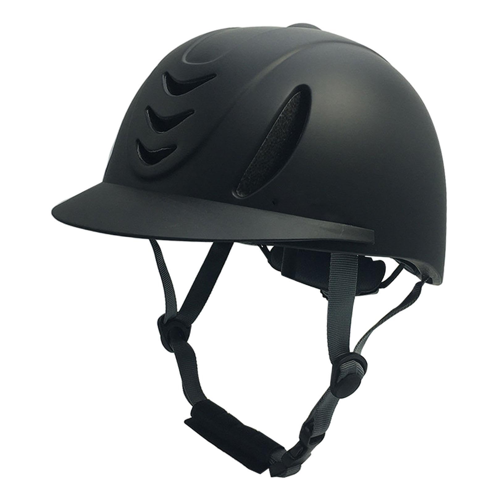Sharplace Horse Riding Helmet Equestrian Helmet Shockproof Simple Comfortable Portable Breathable Summer Adjustable Riding Cap for Kids, Full Black
