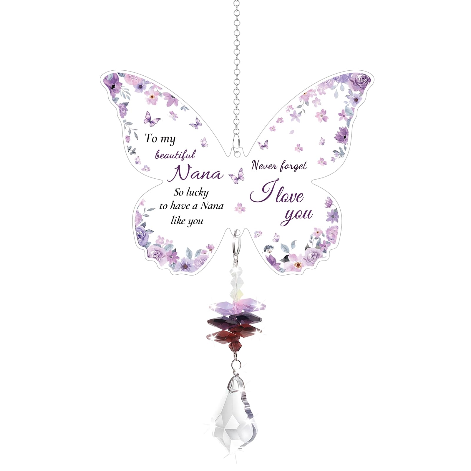 Nana Gifts, Butterfly Crystal Suncatcher, Nana Birthday Gifts, Christmas Birthday Gifts for Nana, Present for Birthday Mother’s Day Christmas Thanksgiving Valentines Nanna Gift