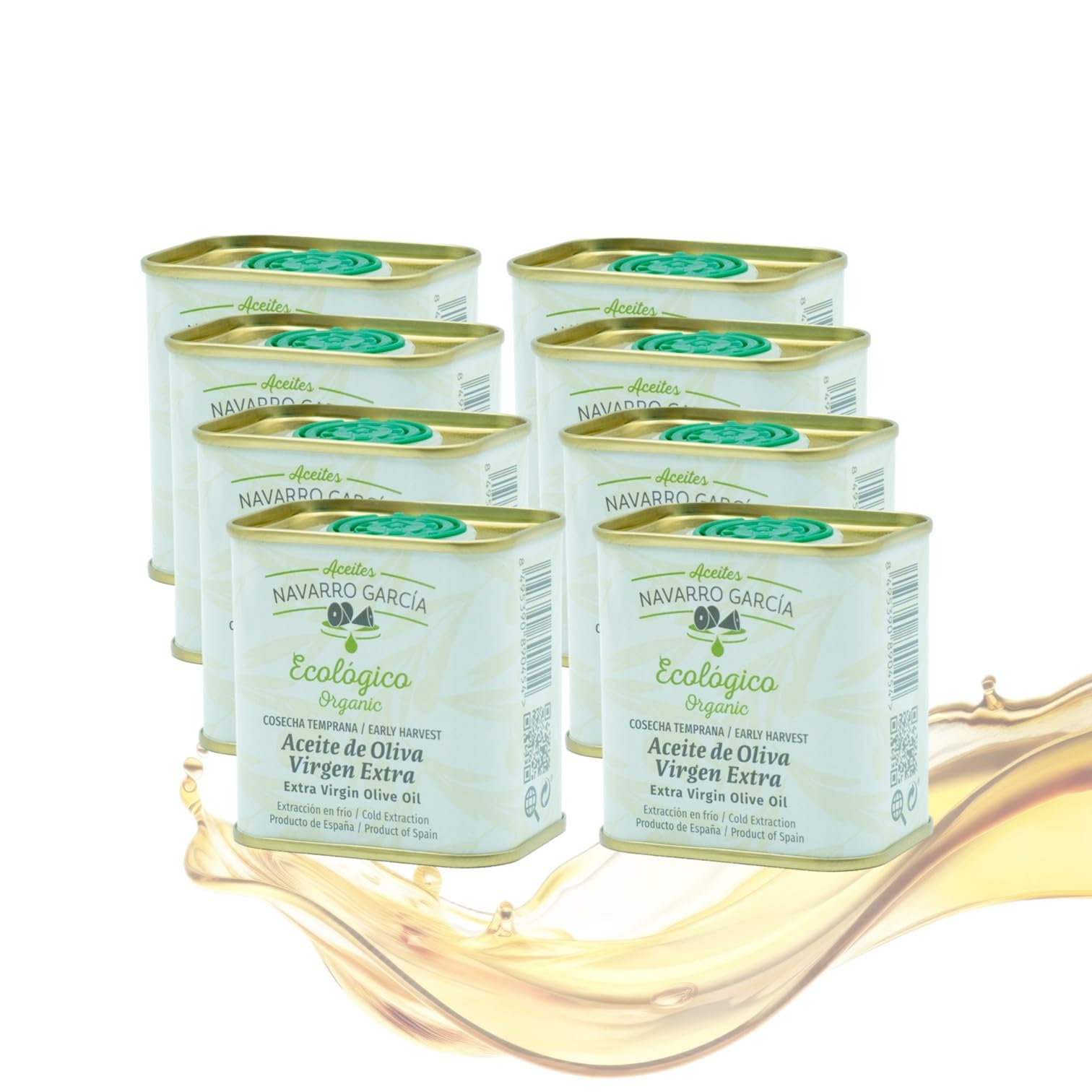Aceite de Oliva Virgen Extra Ecológico 500ml | Almazara Familiar | AOVE Picual Orgánico Prensado en Frío | Agricultura Ecológica Certificada (8 Latas 100 ml por paquete)