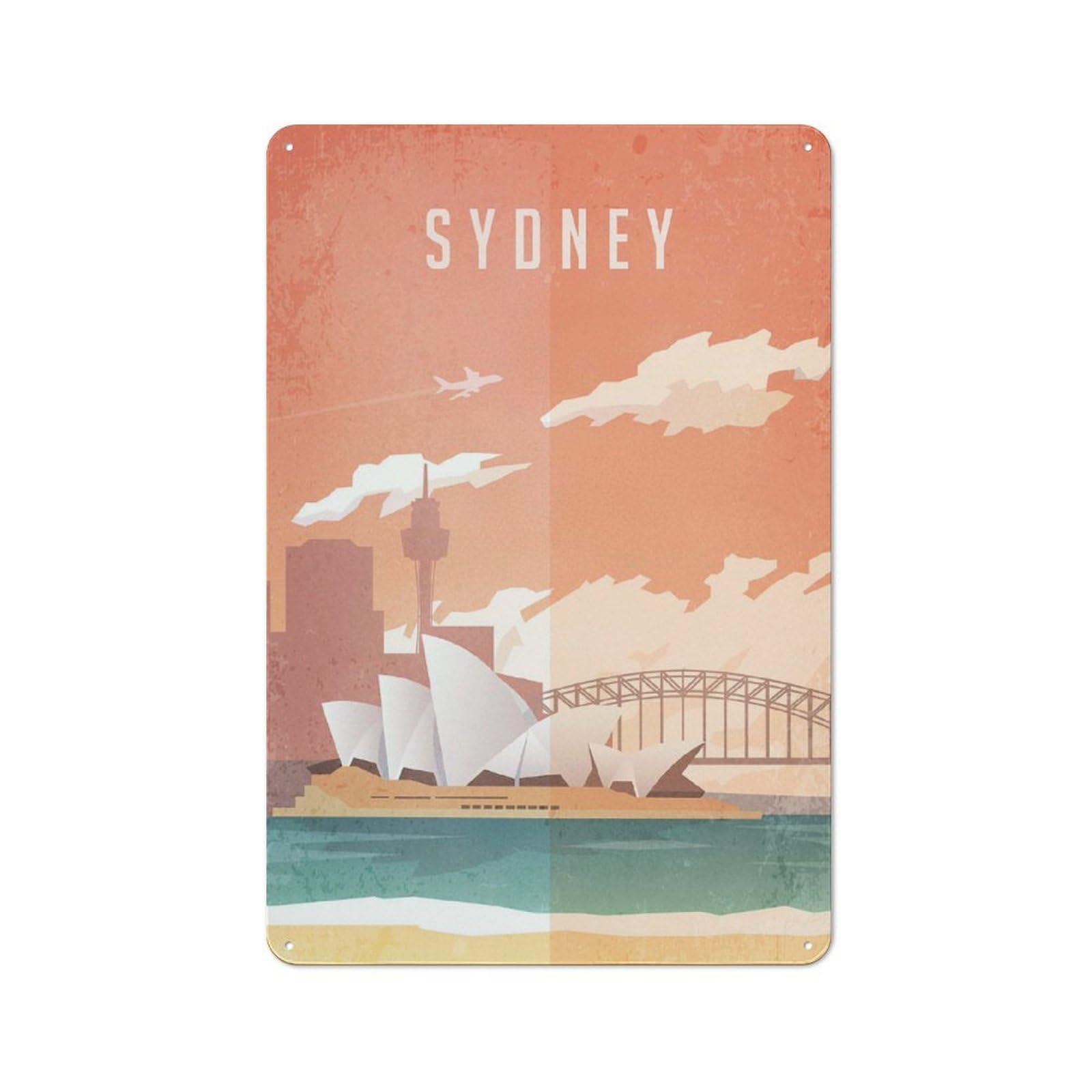 Junmoney Opera House Sydney Vintage Country Vintage Metal Wall Decor 30X20cm, Farmhouse Metal Sign For Kitchen, Cottage, Porch Or Garden Room