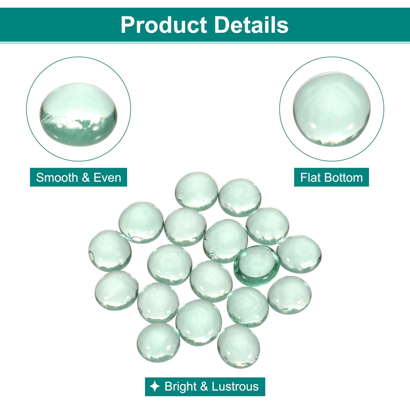 sourcing map Biglie decorative in vetro piatto da 17 a 19 mm, perline per vaso di roccia, ciottoli azzurri per decorazioni da tavolo per acquari, 100 pezzi