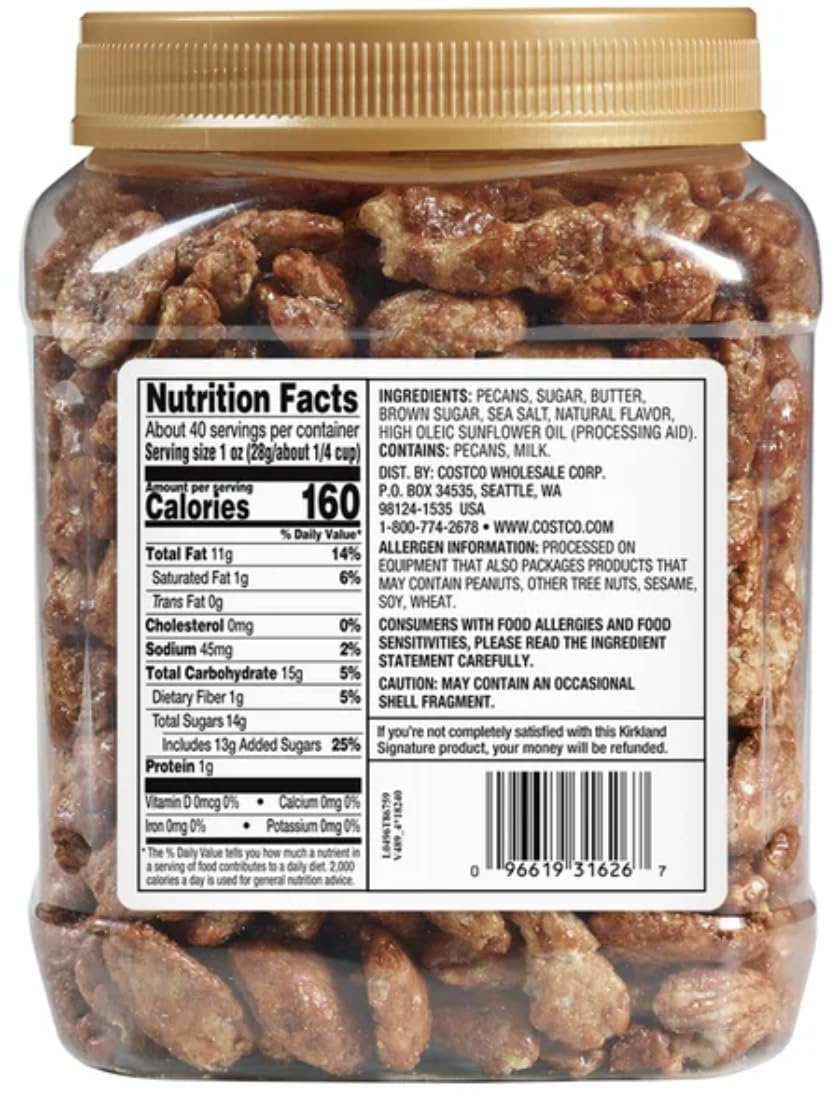 Kirkland Signature Praline Pecans, 2.5 lbs. Item 1209607. Bundle with MORALZA Silicone Collapsible Cup 200ml - 2 Items.