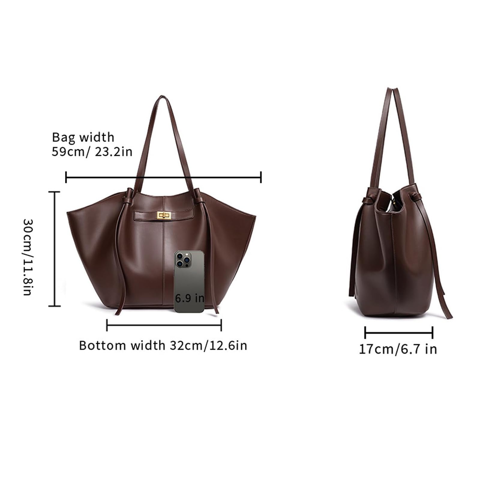 Bolso De Hombro Grande Para Mujer Con Correa Extraíble, Cuero Sintético, Moderno Y Versátil