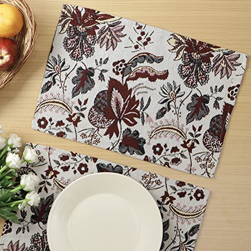 Image of HOKIPO Cotton Jacquard Dining Table Mat, Set Of 4 Placemats (12X18 In) (In-530-D4*4), White
