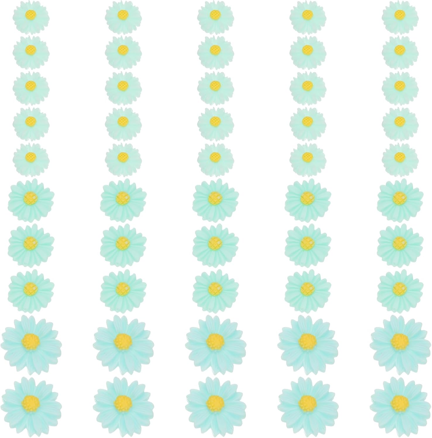 PATIKIL 50Pcs Resin Daisy Flower Charms, 3 Sizes Flatback Cute Flower Charms for DIY Scrapbooking Embellishments Nail Phone Case Decor, Lake Blue