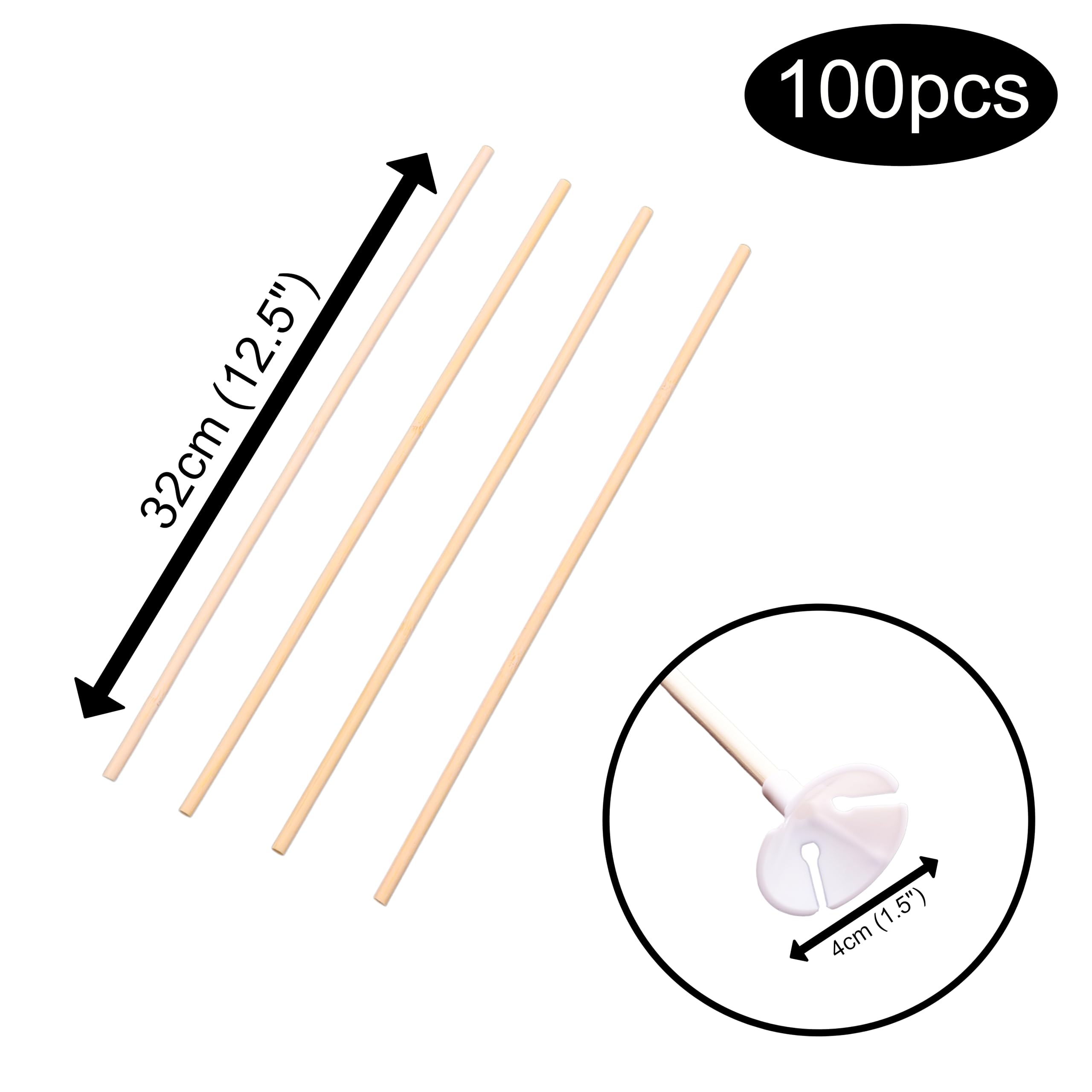 Toyland® Pack of 100-32cm (12.5") Bamboo Balloon Sticks & Cups - Eco-Friendly, Reusable & Recyclable - Celebration & Party Decoration - Image 3