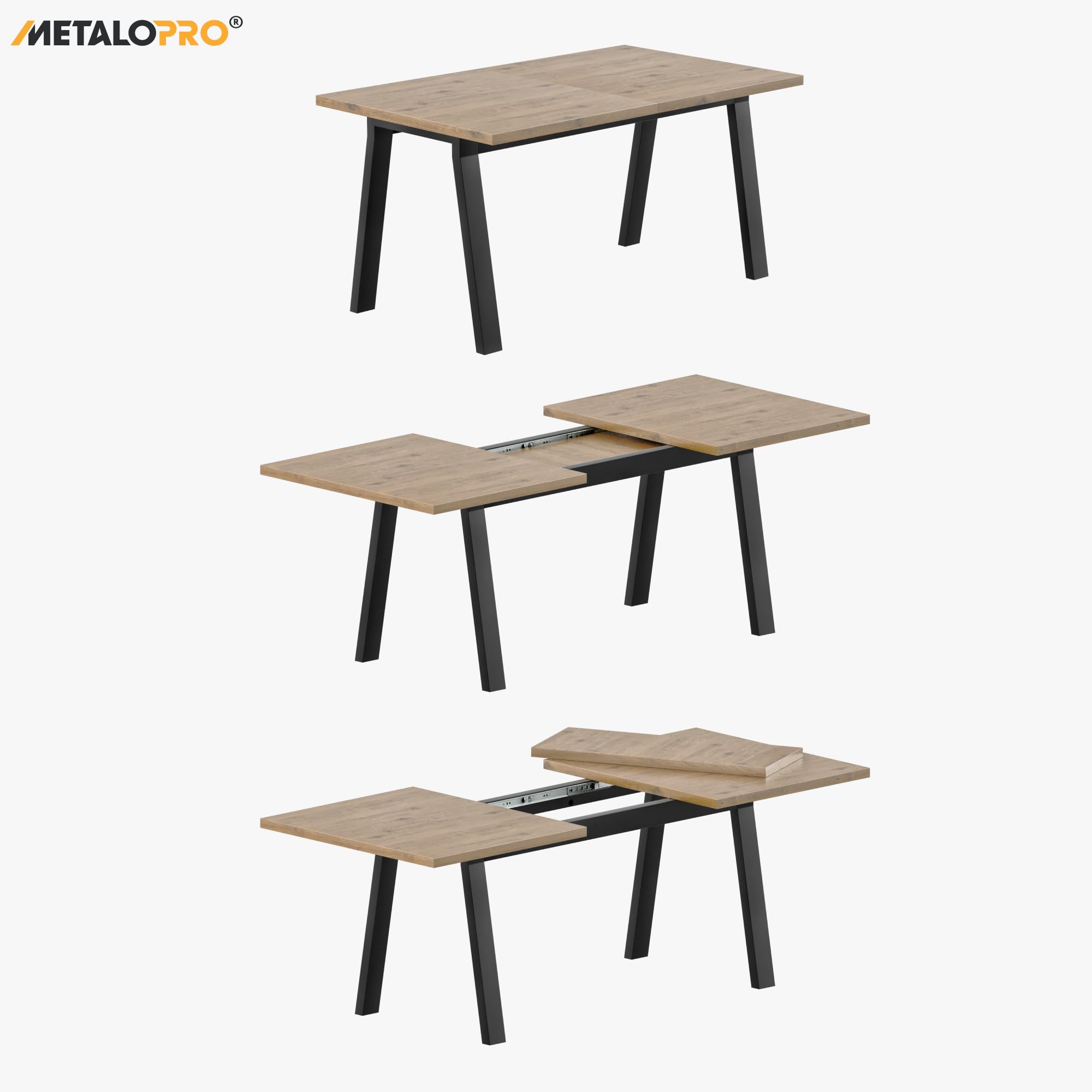 Estructura de Mesa Extensible, 140 x 70 x 72 cm, Estable y Resistente, Negro, Mesa de Comedor y Cocina, Patas de Mesa, Patines, Mesa de Salón
