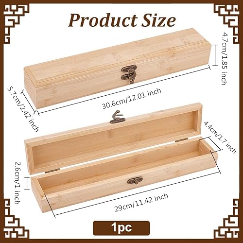 Miniatura 2 de OLYCRAFT Caja de madera sin terminar de 12 x 2.2 x 1.8 pulgadas, caja de hierro de marca de madera rectangular, caja de almacenamiento sin pintar