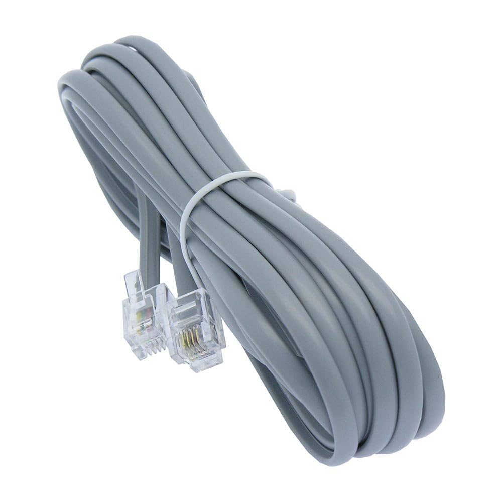 連絡用 Amazon | Corpco 7フィート 高耐久 RJ11 / RJ14 シルバーサテン