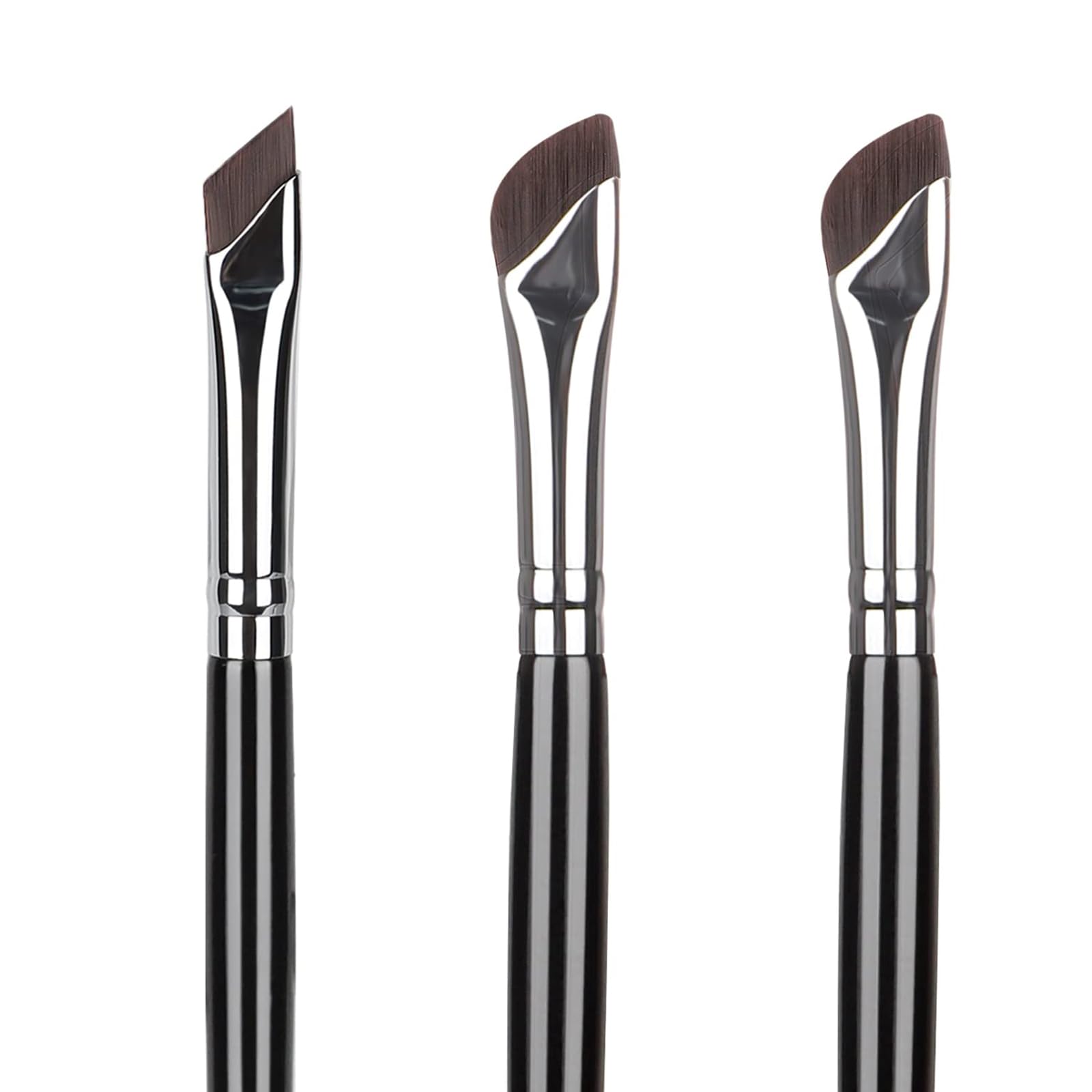 Kireida® Juego de 3 brochas para delineador de ojos en ángulo fino, brocha para corrector de cejas y hoz mejorada, ultrafina, ángulo plano biselado