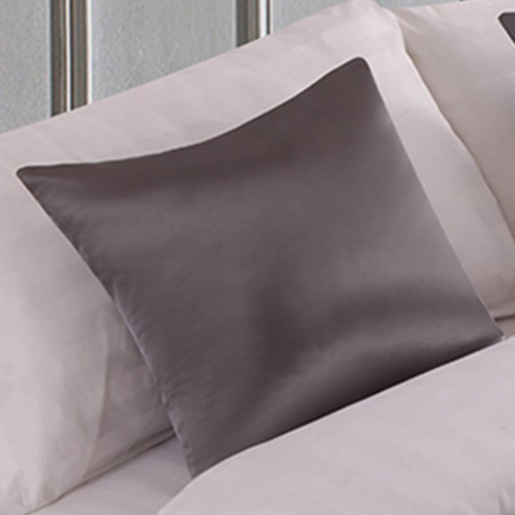 HLASMSPE Matching Satin Cushion Cover with Core, Pillow Car Seat Cushion for Sofa Chair Bed Couch, Grey, 45 * 45cm