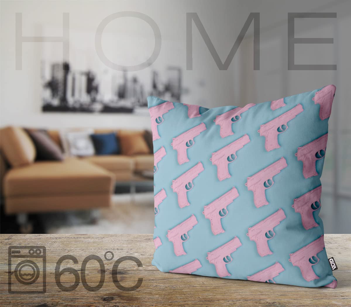 VOID Zabawka pistolet Poduszki Poszewki Poliester Wodoodporny do użytku na zewnątrz i wewnątrz, Rozmiar Kissen: 80 x 80 cm