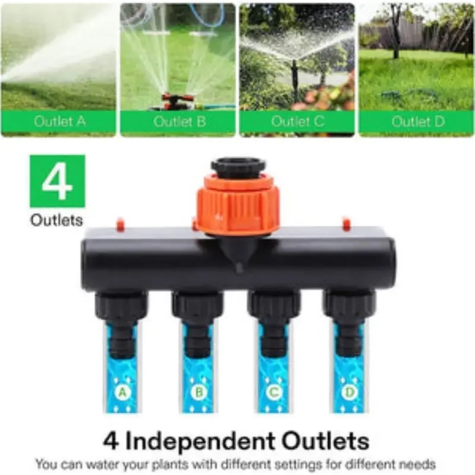 Tubo da Giardino Splitter Rubinetto a 4 Vie Deviatore Connettore Quattro interruttori indipendenti for l'irrigazione del Prato Domestico per Tubi dell'Acqua