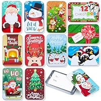JOYIN 12PCS Gift Card Holder Boxes Christmas, 4.33\u201D x 2.6\u201D x 0.6\u201D Tins Money Cash Holders Unique for Xmas Holiday Birthday Present Decor, Party Favors, Silver Coin Boxes with Lids in 12 Designs