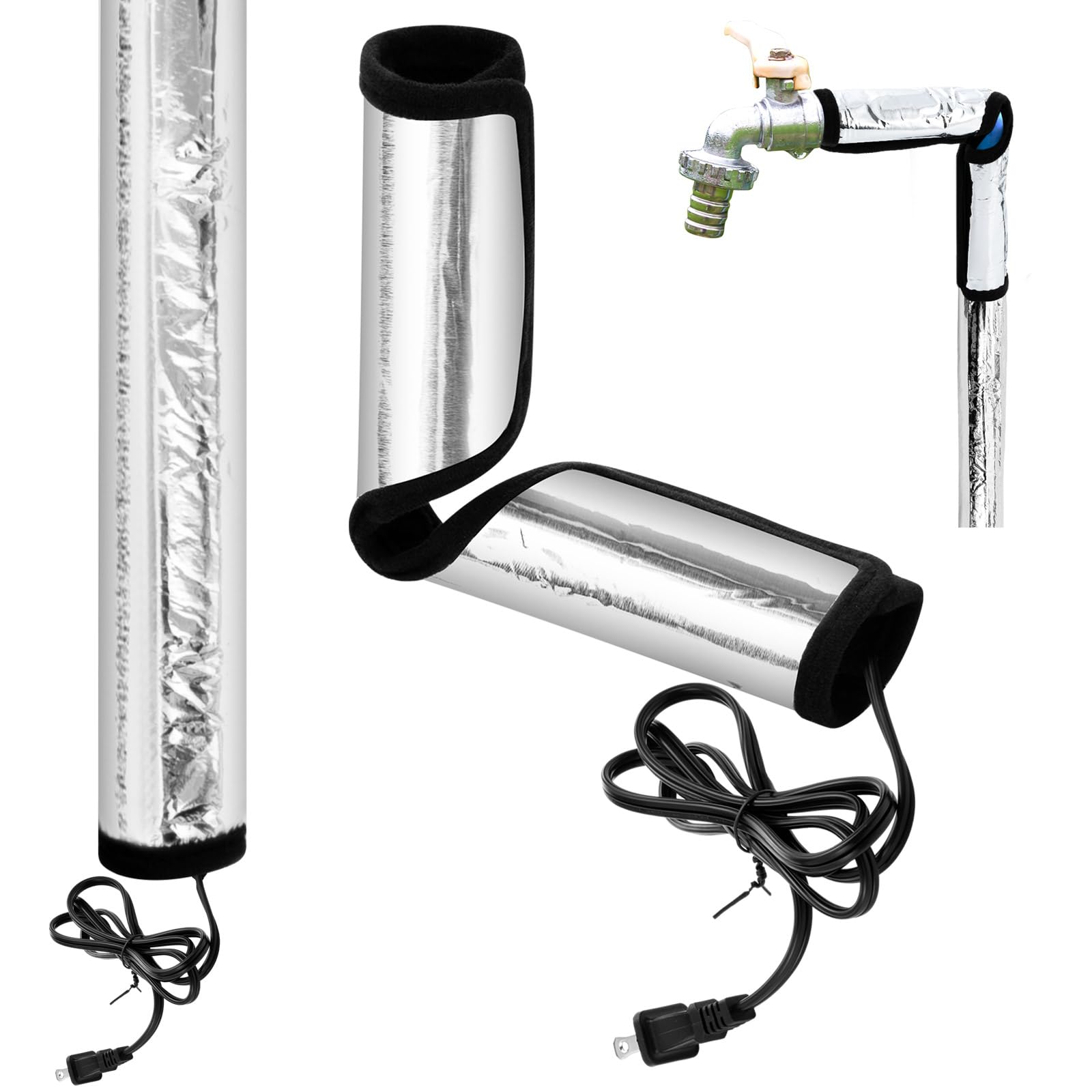 2-Pack Heat Tape For Water Pipes - 38.5x6" Electric Pipe Heater Blanket 120°F Max 110V/120V
