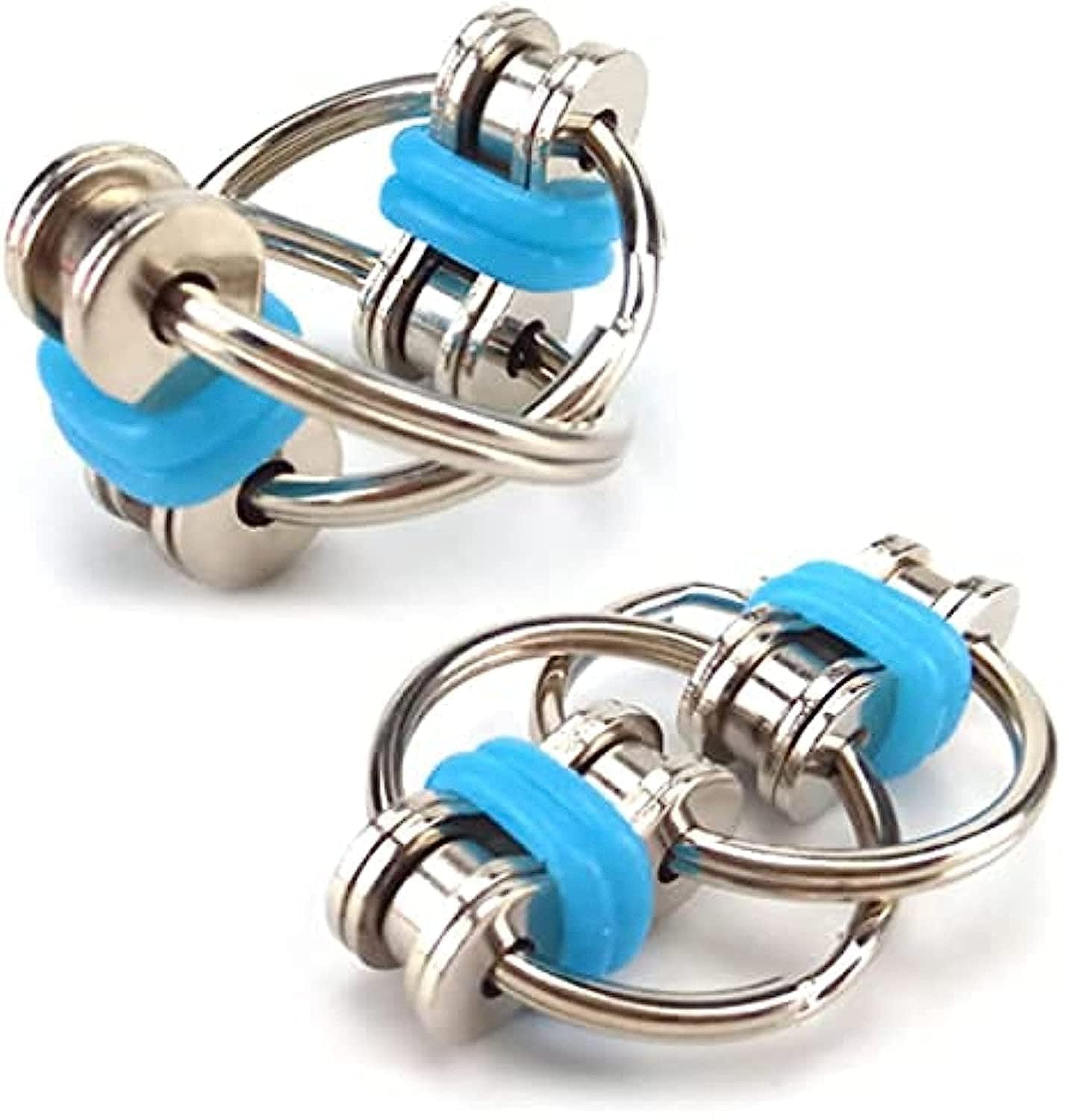 ORiTI 2Pcs Fidget Toys for ADHD Anxiety Flippy Chain Fidget Toy Bike Chain ADHD Fidget Toy for Adults Kids Relieves Stress Reducer Sky Blue 2Pcs/Set