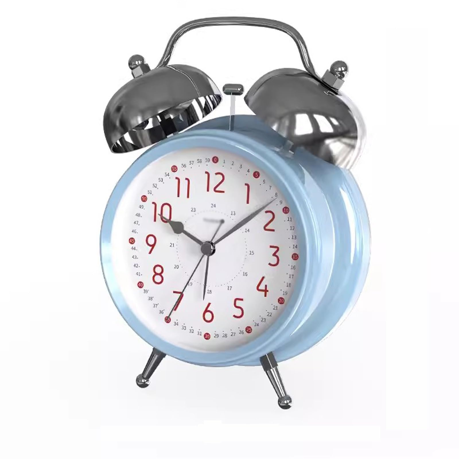 G5z9w3c7m2 Blue Loud Alarm Clocks Kids Alarm Clock, Double Bell Home Battery Operated Analog Round Bedside Desk With Nightlight(Blue)