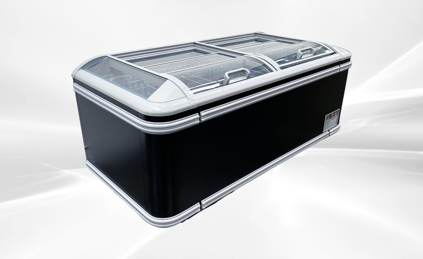 Chest Freezer For Supermarket Meat Freezer Glass Sliding Door 73" Black Showcase Freezer Curve Display Top W/Storage Baskets 18 Cu.Ft Hw18-U on Fridge.com - View 3