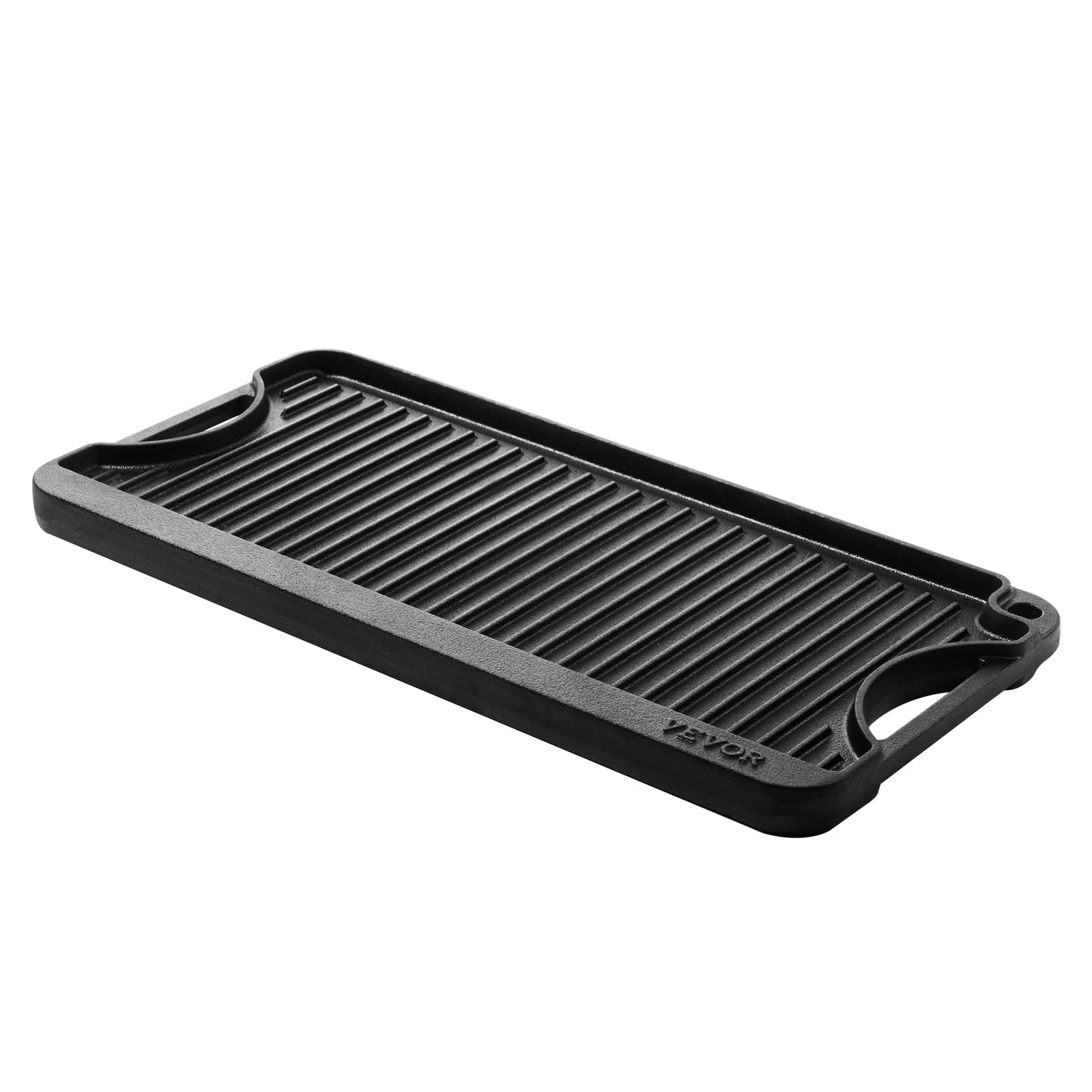 VEVOR Piastra per Cucina in Ghisa Reversibile 492 x 218 mm, Padella Rettangolare Portatile con Manico, Pentolame per Piano Cottura Peso ca. 6 kg Piastra per Cottura Barbecue Materiale in Ghisa