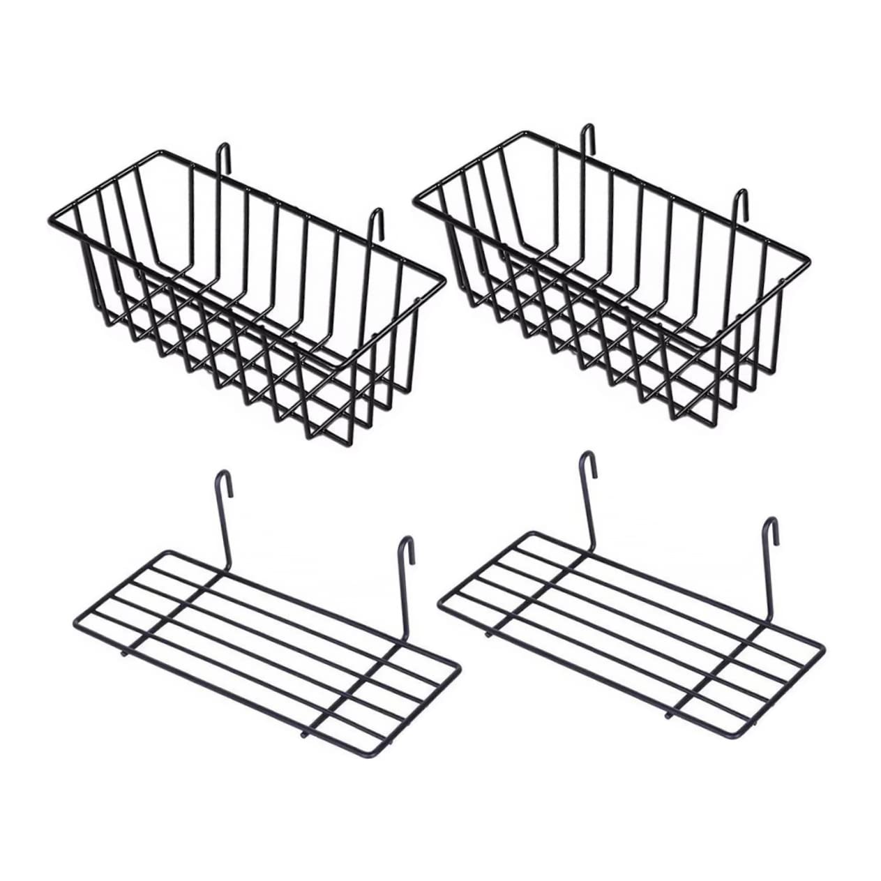 HOLIDYOYO Hanging Basket Bins for Wall Iron Pegboard Racks 4pcs Storage Shelves Easy to Install No Damage to Wall