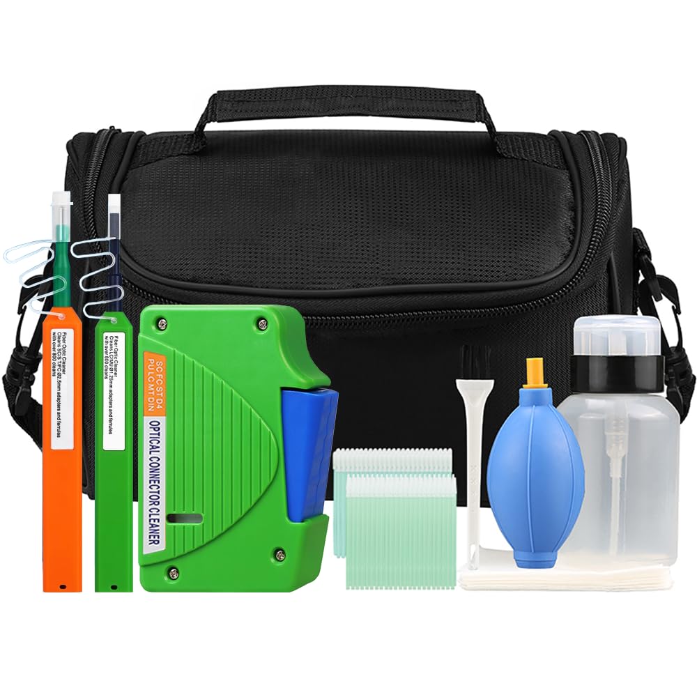 Outils de nettoyage en fibre optique avec cassette de nettoyage pour connecteurs FC SC ST LC MU, stylos de nettoyage en fibre de 1,25 mm/2,5 mm, lingettes de nettoyage (MK-201)