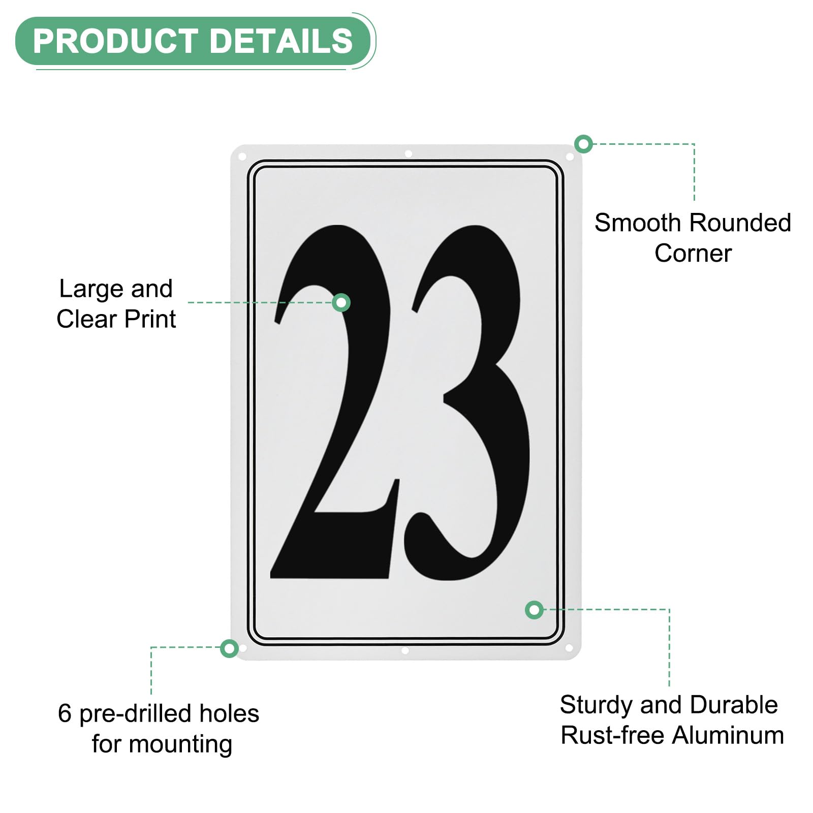 M METERXITY Aluminum Number Sign 23, 11.8 Inch House Numbers and Metal Letters, Parking Spot Letter Signs - Image 2