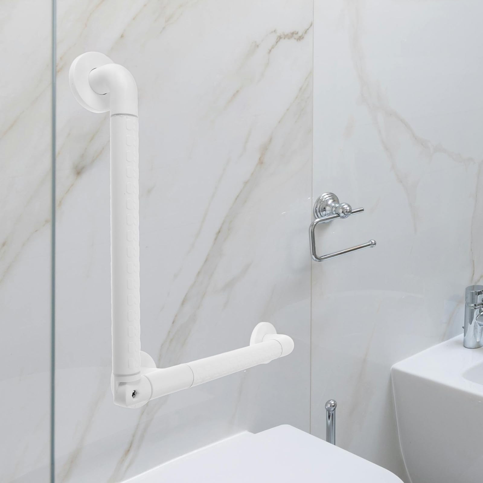 PATKAW Pasamanos de Seguridad para Personas Mayores en Baño, Barra de Apoyo Antideslizante de Acero Inoxidable Asa Giratoria para Ducha y Wc