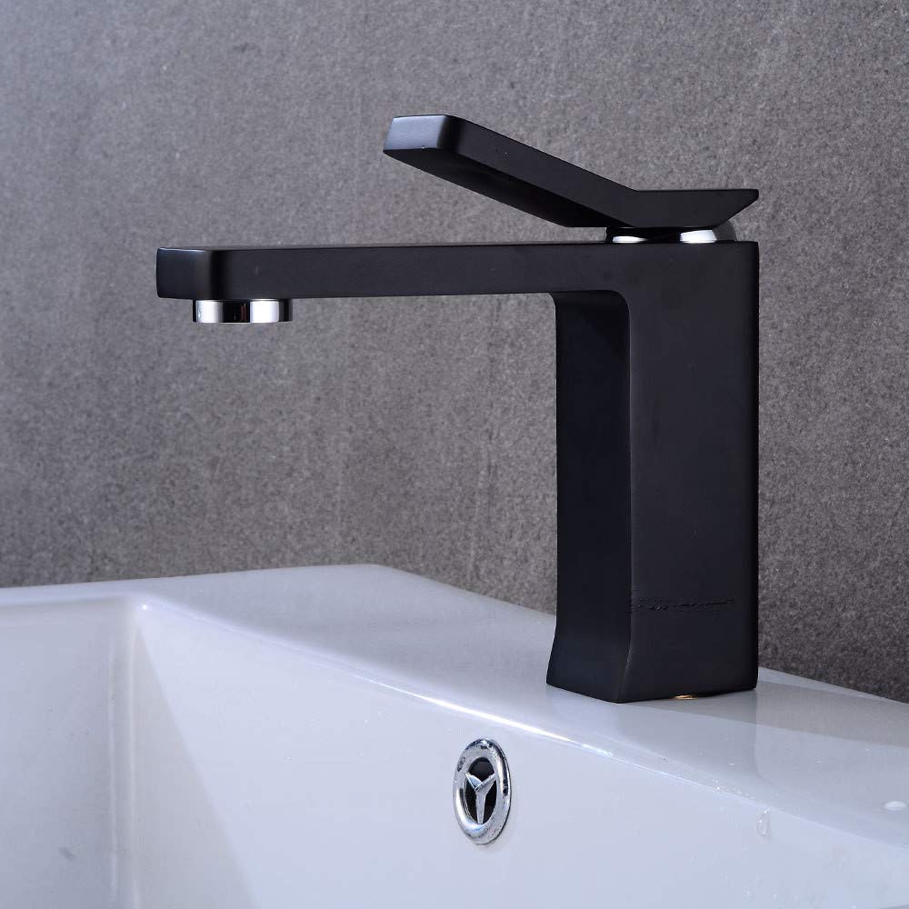 Robinet de lavabo noir avec aérateur anti-éclaboussure pour bassin inférieur