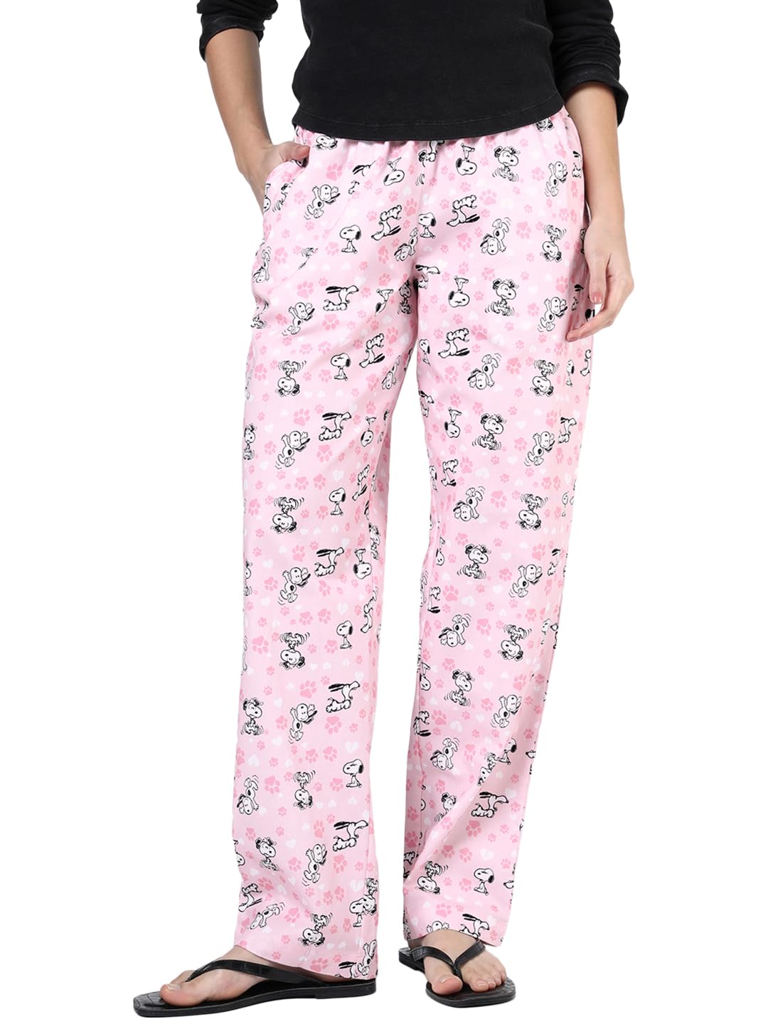 bewakoof Official Peanuts Merchandise Snoopy Women's All Over Printed Regular Fit Poplin Pyjama-picture-33