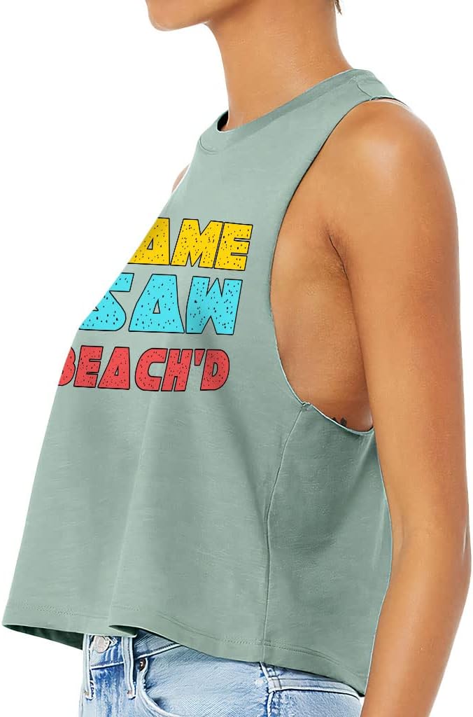 Beach Quote Racerback Cropped Tank - Cool Women's Tank - Printed Tank Top