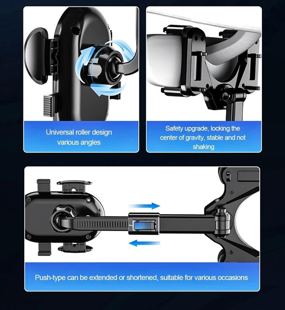 Porta Cellulare Auto Supporto per telefono cellulare con specchietto retrovisore per auto, retrattile a 360°, con clip per telefono, supporto GPS, mobile