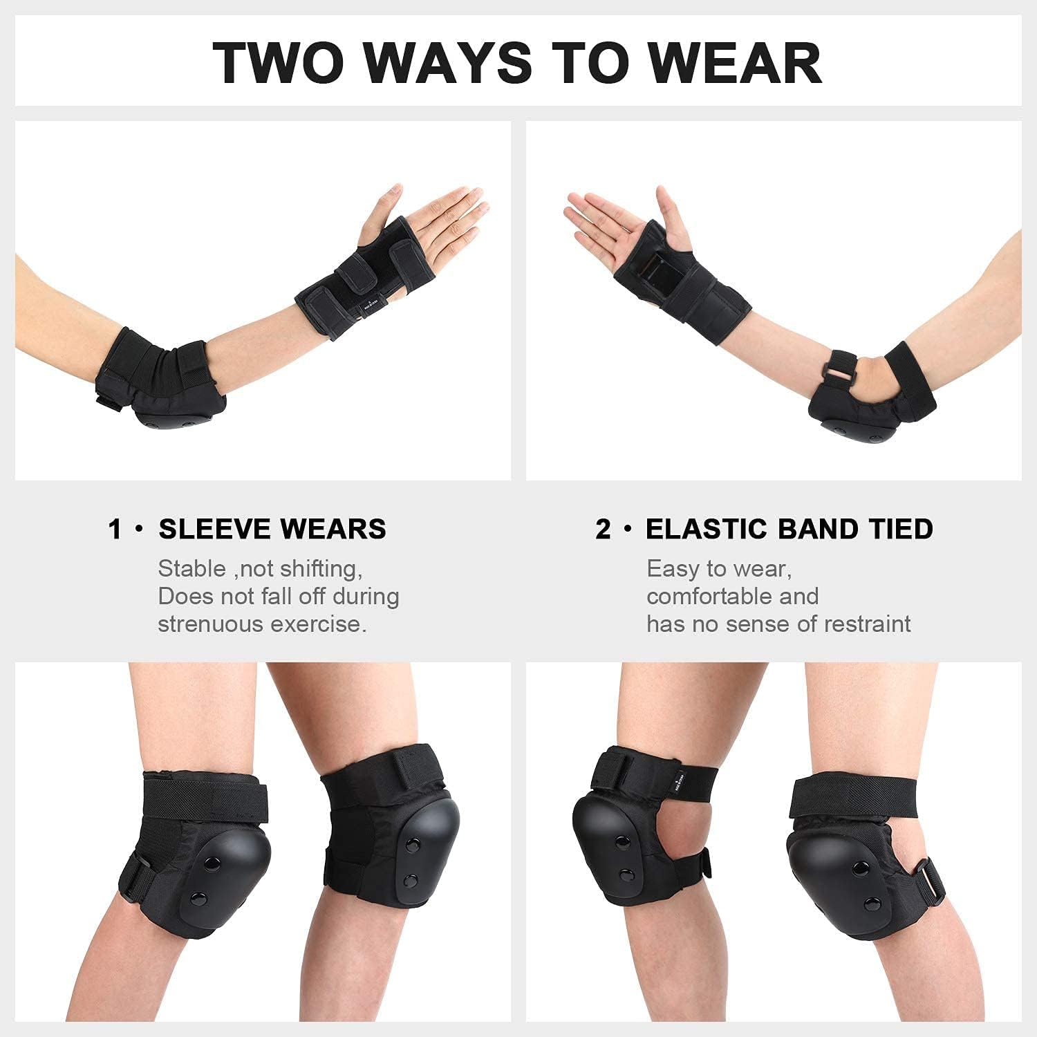Adult Knee Pads Elbow Pads 6 in 1 Protective Gear Set for Skateboarding Skating Biking Roller Skating Cycling (Large) : Sports & Outdoors
