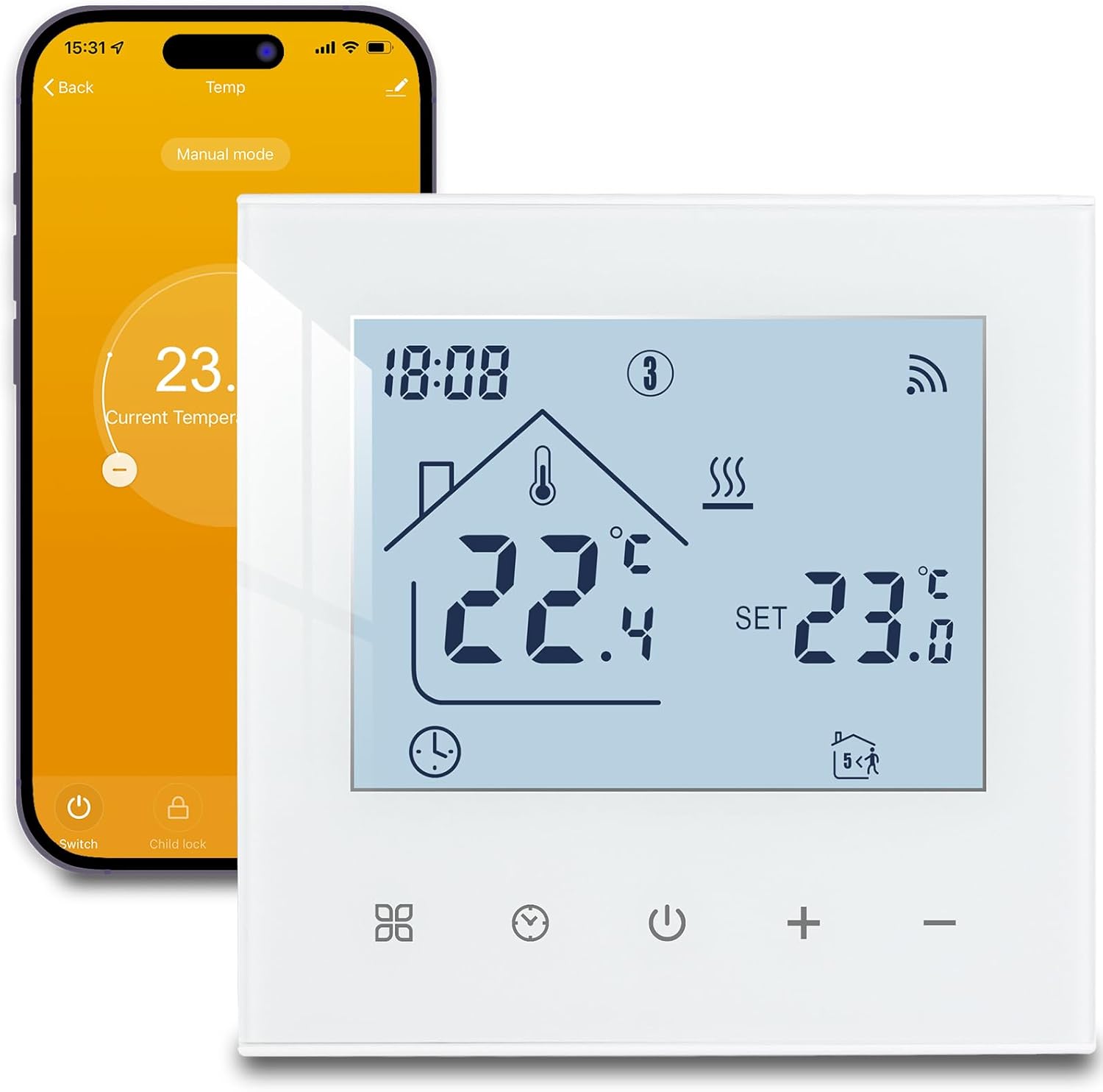 Beok WiFi Raumthermostat Fußbodenheizung, Wasser Heizungsthermostat Smart Home Thermostate Fussbodenheizung Thermostat Digital Unterputz Kompatibel Alexa, Google Home, 3A 230V TDR89W-WIFI-WP Weiß