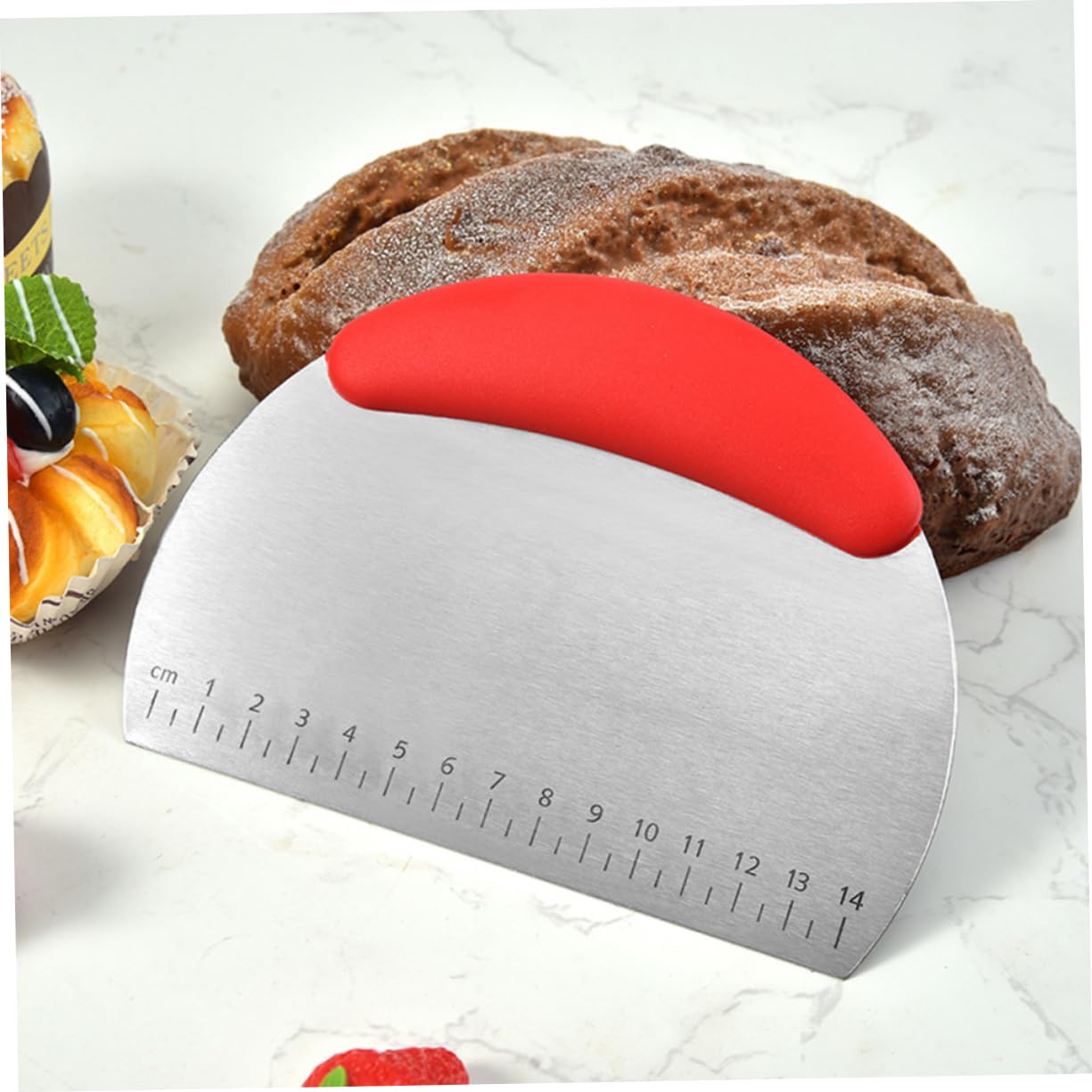 KICHOUSE 2pcs Stainless Steel Chopper with Measurement Scale Pastry Scraper for Baking and Cooking for Cutting Chopping Veggies and Scraping Baking