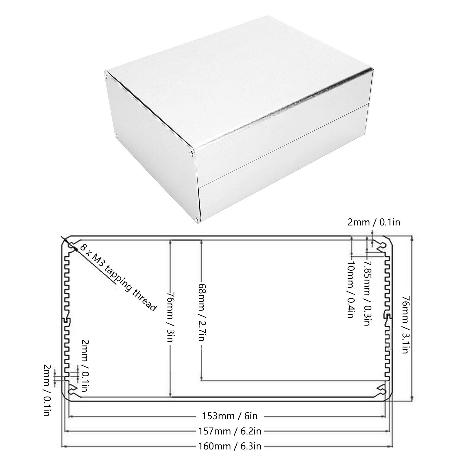 KIMISS Custodia in Lega di Alluminio per Circuiti Stampati - Custodia per Apparecchiature Industriali 80x160x200 Mm - Custodia Elettrica Resistente, Leggera e Personalizzabile (#1)