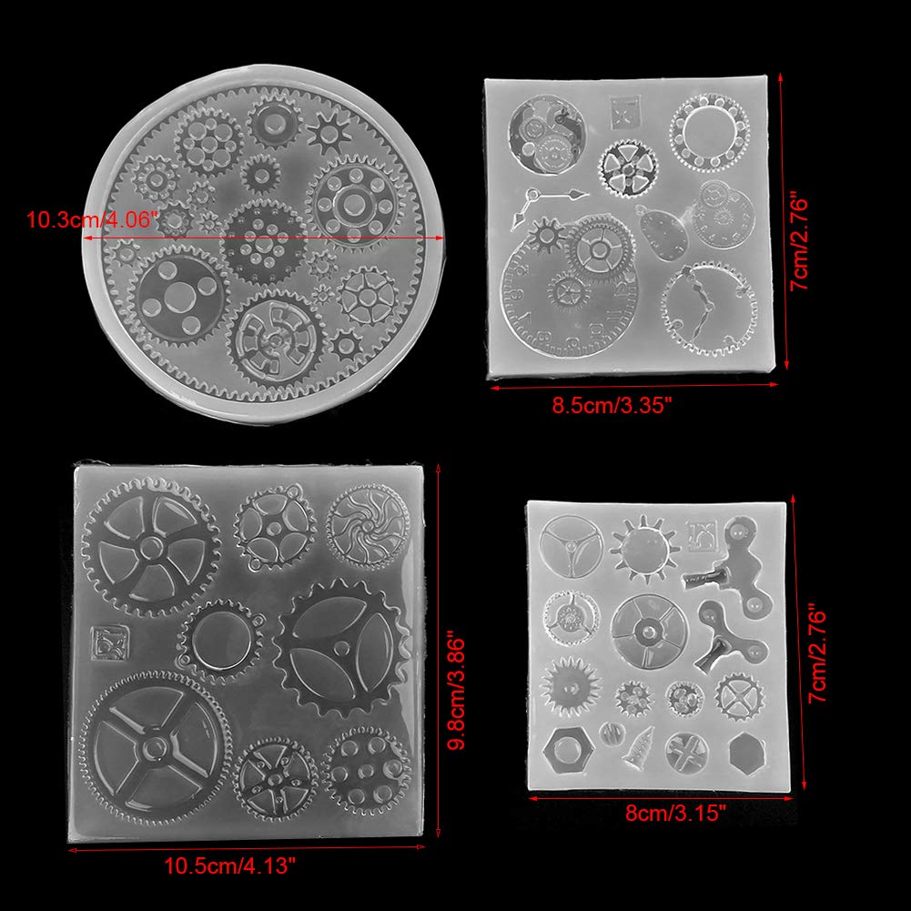 3D Silicone Molds, 4pcs Gear Shape Resin Casting Silicone Molds for Clock Wheel Cogs Chocolate Fondant, Kitchen Baking - Image 4