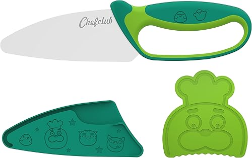 Miniatura 2 de Chefclub Kids - Juego de cuchillos de cocina para niños, hoja de acero inoxidable, protector de dedos y protección de cuchilla, herramienta segura y